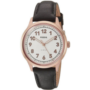 Watch strap Fossil ES4128 Leather Black 16mm